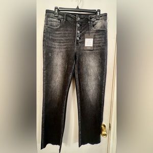 Risen black mid rise button fly relaxed fit skinny